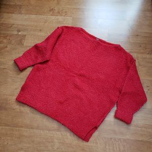 Free People cherry red moira slouchy tunic sweater XS